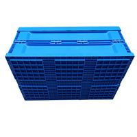 Conteneur pliable en plastique recyclable robuste et durable, empilable avec couvercle, conception solide pour un usage polyvalent