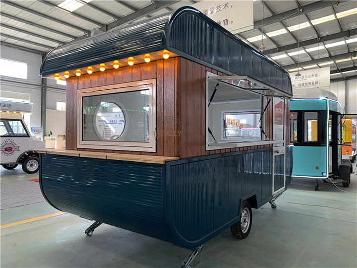 China Newest Mobile Fast Food Truck Van Hot Dog Ice Cream Dinner Kiosk Hamburger Coffee Ship Type Carts