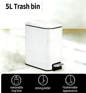 Poubelle rectangulaire blanche à pédale <span class=keywords><strong>avec</strong></span> cadre en fer, bac intérieur multi-usages <span class=keywords><strong>avec</strong></span> finition thermolaquée pour le recyclage en cuisine - Product Image 5
