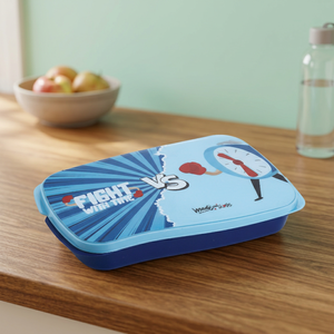 Lonchera Buddy Rectangular para Niños con Diseño de Reloj, Tapa de Plástico Azul, Compartimento Único, Portátil, Estilo Lindo - Product Image 2