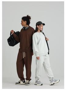 Pantalon de jogging unisexe en molleton épais French Terry, couleur unie, coupe oversize, décontracté, pour l'automne - Product Image 3