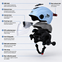 Casque de moto électrique certifié 3C, coque ABS, coussin EPS, visière réglable, casque de conduite pour trajets quotidiens