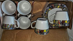 Set di 6 Tazze da Caffè in Ceramica Fatte a Mano Etiopi ed Eritree Molto Tradizionali ma Moderne Habesha Buna <span class=keywords><strong>Cini</strong></span> - Product Image 2