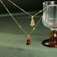 Collier pendentif gourde en alliage d'or et zircon pour femme TANGPEI, bijoux tendance