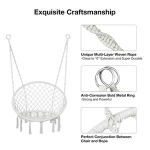 GSDกลางแจ้งแขวนผ้าฝ้ายเชือก Macrame เปลญวนเลานจ์เก้าอี้แกว่งในร่มแขวนสันทนาการแกว่งเก้าอี้เปลญวน - Product Image 3