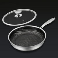 PURE CLAD -15 buah SET wajan & panci hibrida, Set peralatan masak tahan karat antilengket dengan tutup kaca