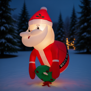 Père Noël gonflable lumineux de 3,3 pieds, décoration de Noël pour l'extérieur, ornement festif avec un design de couronne - Product Image 2