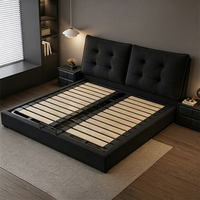 Lit capitonné moderne en tissu italien, lit double king/queen size confortable avec sommier en bois massif pour chambre principale