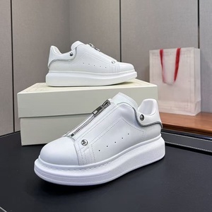 Chaussures de sport décontractées de luxe pour hommes et femmes, blanches, style McQueenes, avec fermeture éclair, plateforme, baskets tendance, chaussures de marche - Product Image 1