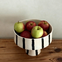 Plateau rond personnalisé en céramique porcelaine pour décoration intérieure Rangement décoratif Nouveau style Plateau de rangement pour fruits secs avec motif imprimé Porte-fruits