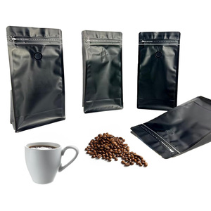 Tùy chỉnh linh hoạt cấp thực phẩm Bao bì túi phẳng vuông đáy nhôm tái sử dụng lá đen bao bì túi Cà phê - Product Image 2