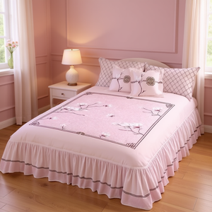 Set Copripiumino Nicole King 4 Pezzi con Ricamo Floreale Stile Principessa per Uso Domestico Tutte le Stagioni - Product Image 2