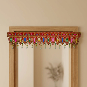Traditional Hanging Decorative <b>Door</b> Toran with <b>Mirror</b> Work & Tassels Embroidered Bandhanwar for Home Festival Wedding Decor - Product Image 2