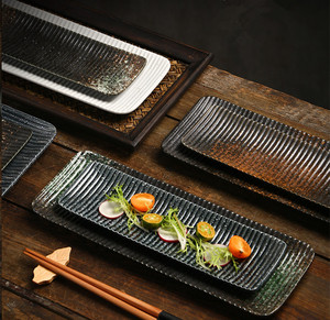 Plateau de service rectangulaire en porcelaine givrée noire, personnalisable, écologique, pour sushis japonais, vaisselle pour restaurant - Product Image 3