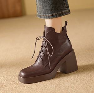 Bottes Chelsea mi-hautes pour femme, hiver, à semelle épaisse, style court, souples, avec une boucle, couleur blanc fumé, respirantes - Product Image 6