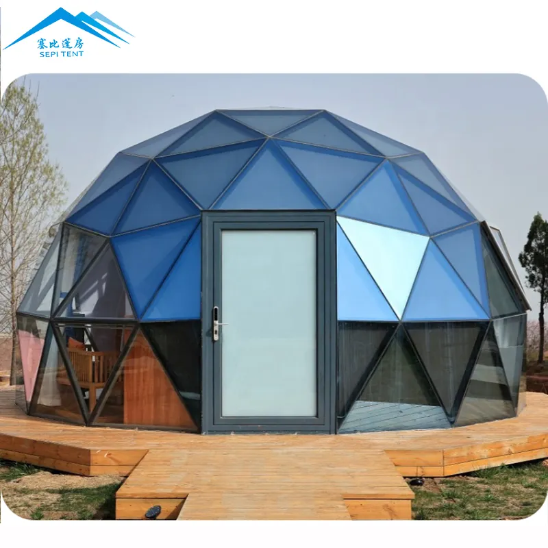 Tente dôme en verre réfléchissant, imperméable, Durable, rond, luxe, hôtel, Glamping