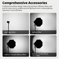 AMBITFUL Série Q3 Softbox 40cm 60cm à dégagement rapide avec anneau standard SA-GD pour éclairage vidéo GODOX ML60 ML100 AD300PRO COB