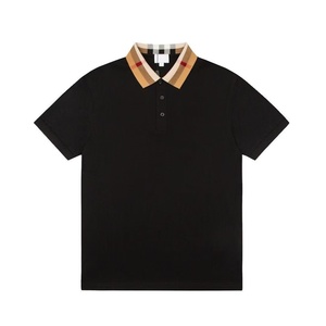 Luxury fashion casual designer style 100% cotton short-sleeved fitted checkered design Bur berry polo <b>shirt</b> for men - Product Image 4