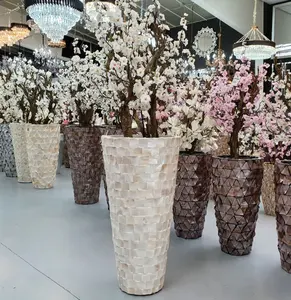 100% Natural Mother of Pearl Shell Vase for Flower pot/planter for restaurant and hotel decoration MOP flower vase