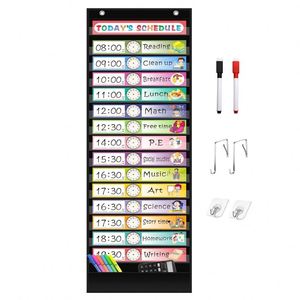 Tabla de Horarios Diarios de 15 Bolsillos, 30 Tarjetas de Almacenamiento Funcionales Reutilizables, Material Escolar para el Aula, el Hogar y Preescolar - Product Image 1