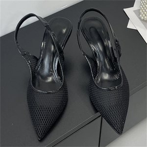 Sandalias de Tacón Alto con Punta en Pico, Elegantes y a la Moda para Mujer, Verano 2025, con Cordones, Malla Transpirable, Tacón Bajo - Product Image 4