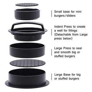 Round Smash <span class=keywords><strong>Hamburger</strong></span> Press Patty Maker Moules Manuel Burger Press Viande Plastique 3-en-1 Farci Burger Press Noir - Product Image 2