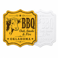 Plaque Métallique Décorative Murale Vintage pour Restaurant BBQ Oklahoma Bull, en Étain Embossé, Personnalisable, Fournisseur Direct d'Usine OEM