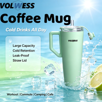 2 Pailles rétractables légères en acier inoxydable, thermos isotherme sous vide avec couvercle à poignée, design simple pour le camping et l'extérieur