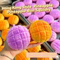 Jouets anti-stress Squishy en forme de boules croustillantes, pain d'ananas, croissant et bloc de burger pour enfants de 5 à 7 ans et adultes de 14 ans et plus