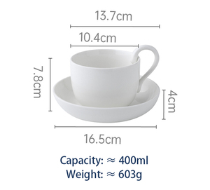 Tasse à café en céramique classique HENITUER MH1637-400cc 400ML, tasse à eau minimaliste, tasse à thé de bureau - Product Image 2