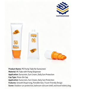 White Oval Plastic Cosmetic Tube With Pump Cap Custom Logo PP Material For Sunscreen And Foundation Packaging - Product Image 2