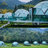 Dôme géodésique en verre de luxe TIMI, résistant au vent, en aluminium, pour glamping, avec salle de bain