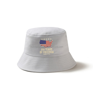 قبعة صياد مطبوعة بالجملة للحماية من الشمس في الهواء الطلق، قبعة دلو قطنية نقية قابلة للطي وذات تهوية، قبعة علم للذكرى السنوية 250 للولايات المتحدة الأمريكية - Product Image 4