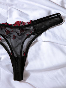 ホットセール レディース セクシー 刺繍入り ワイヤー入り プッシュアップブラ 下着 花柄 2ピース レース メッシュ ランジェリーセット 多色展開 - Product Image 5