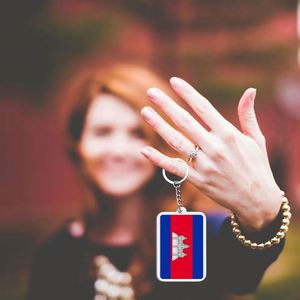 Wholesale Custom Cambodia Keychain Double-Sided UV Printed Acrylic Plastic Exquisite Workmanship - Product Image 3