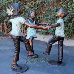 Роскошный сад пляж ручной резной зонт для мальчиков и девочек Бронзовая статуя романтическая гладкая пара детская статуя - Product Image 3