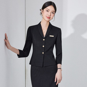 Women's Two Piece Suit Set Tailored Blazer Midi Pencil Skirt Three Quarter Sleeve Office Lady Spring Polyester Worsted - Product Image 4