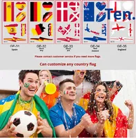 Tatouages temporaires imperméables à transfert d'eau avec drapeaux nationaux pour le sport et les fêtes