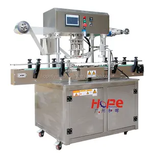 Máquina automática de sellado térmico de un solo cabezal de fabricación de China para botella de PET taza de plástico