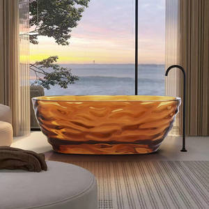 Baignoire autoportante <span class=keywords><strong>en</strong></span> <span class=keywords><strong>pierre</strong></span> artificielle C6M, style <span class=keywords><strong>japonais</strong></span>, ondulation d'eau, monobloc, ovale, intelligente, pour hôtel - Product Image 1