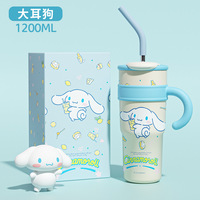 Sanrio Cartoon Insulated Water Cup 1200Ml With Straw And Handle For Kids And Adults