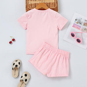 Set Pakaian Bayi Perempuan, Setelan Baju Latihan Lengan Pendek + Celana Kasual Musim Panas - Product Image 2