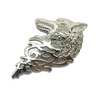 Broche de revers pour homme en alliage de zinc 3D, motif loup or et argent, personnalisable, pour accessoires de costume, chemise, sac à dos, chapeau