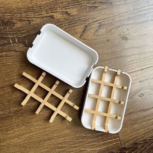 Eco-Friendly <b>Bamboo</b> Plastic <b>Soap</b> <b>Dish</b> Self-Draining <b>Soap</b> Holder for Bathroom Kitchen - Product Image 6