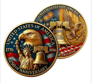 Moneta Commemorativa Personalizzabile per il 250° Anniversario dell'Indipendenza Americana, Campana della Libertà, <span class=keywords><strong>Aquila</strong></span> Calva - Product Image 4