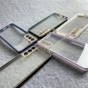 Luxury Chrome Plating Square Soft Silicone Clear Transparent Back Cover Case For Samsung S21 S22 Plus A72 A52 A12 A22 4GA22 5G