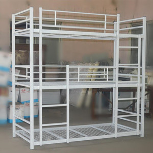 Modern Detachable <b>Triple</b> <b>Bunk</b> <b>Bed</b> with Iron Fence Metal Wall for Multiple Bedrooms for Workshop Use - Product Image 2