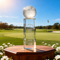 Trofeo de Golf de Cristal Noble, Delgado, Recto y Alto, con Superficie Grabable para Palos de Golf Cruzados, Recuerdo para el Jugador Superior de la Liga Anual de Golf