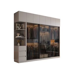 Armoire en panneaux <span class=keywords><strong>OSB</strong></span> épaissis avec porte coulissante en verre, style moderne minimaliste, rangement spacieux pour la chambre à coucher, usage domestique - Product Image 4