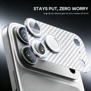 Phim bảo vệ có hoa văn bằng sợi <span class=keywords><strong>carbon</strong></span> TPU chống sốc 9H cấp AAA cho ống kính 17 Pro Max được phủ toàn bộ - Product Image 5